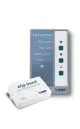Wassersensor und Steuergerät von BWT, kennzeichnet den Status von geöffnet und geschlossen. Das Steuergerät hat verschiedene Bedienelemente und LED-Anzeigen.